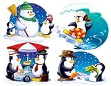 Christmas Decoration Penguin Cutouts - Pack of 12 - Two Sides Printed.