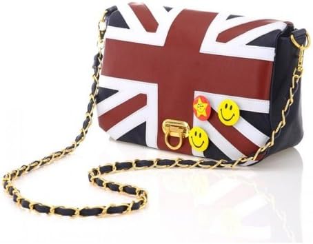 Cool2day Girls Union Jack Flag Chain Sling Flap Shoulder Bag (Model: B010480) (Black)