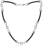 Edward Mirell Men's Grey Titanium and Black Memory Cable Necklace, 18