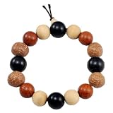 15mm Wood Bodhi Seed Prayer Beads for Meditation, Wood Bodhi Seed Bracelet / Wrist Mala, #19