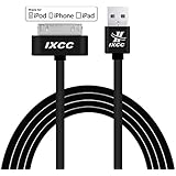 iXCC 10ft Long Apple MFi Certified 30 pin to USB Sync and Charge Cable for iPhone 4/4s, iPad 2/3, iPod 1-6 Gen - Black