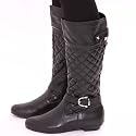 Ladies Black Calf Flat Riding Quilted Womens Boots 3-8