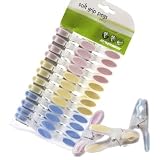 European Clothes Pins - 24 Pastel Soft Grip Ergonomic Clothespins by Moerman