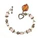 Bracelet - B10 - Handmade Murano Glass & Fire-Polished Beads- Sm Cubes - Heart Dangle - Toggle Closure - Rose (Pink)