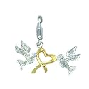 14K White Gold Diamond Love Doves Charm