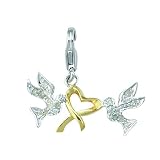 14K 0.94 grams White Gold Diamond 0.08CT Love Doves Charm
