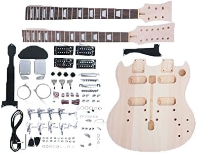 niceeshop(TM) Basswood Double Neck SG Model DIY Semi-finished Electric Guitar Kit (Burlywood Color)