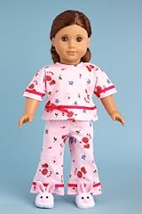 Perfect Sleepover - Pink cozy pajama with white bunny slippers - Clothes for American Girl Dolls