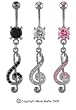 PAVE TREBLE CLEF BELLY RING BNATRCL2B -BLACK