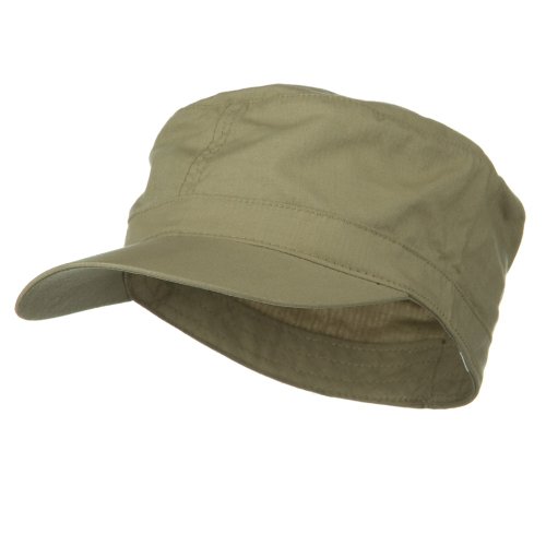 Big Size Fitted Cotton Ripstop Military Army Cap - Khaki (For Big Head)