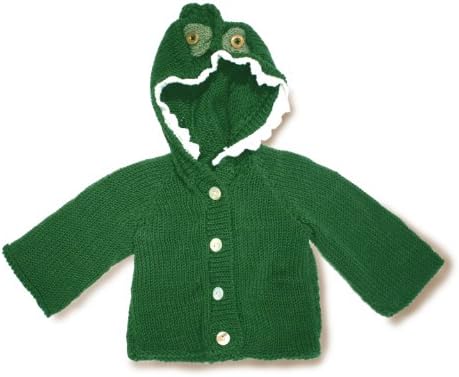 Toto Knits Crocodile Hooded Cardigan Green 6 Months