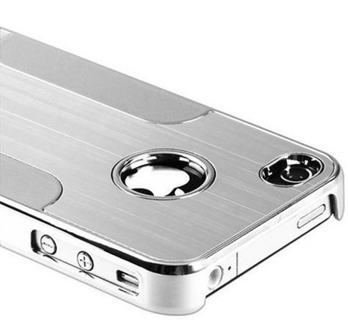 Premium Chrome Aluminum Skin Hard Back Case Cover for Apple iPhone 4 4G 4S Silver
