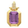 14K Yellow Gold Amethyst and Diamond Pendant