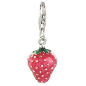 Quiges Charms Anhänger Versilbert Erdbeere für Bettelarmband