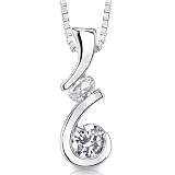 Sparkling Medley: Sterling Silver Bridal Jewelry Designer Inspired Pendant Necklace with Multi-shaped CZ Diamonds