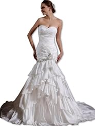 Fitted   Mermaid Taffeta Sweetheart  Dress With Rhinestones and Ruffles