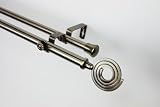 A&F Rod Decor - Double Curtain Rod Set 48 - 84 inch w/ Spool Finial - Antique Brass