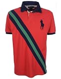 Ralph Lauren - Polo hommes - Rouge avec bande bleue et verte