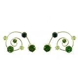 14K Gold Black Diamond, Peridot & Chrome Diopside Galaxy Earrings by Suz Andreasen, MADE IN AMERICA