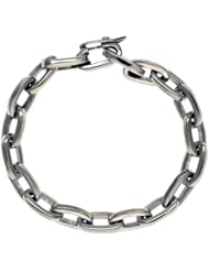 Sterling Silver Oval Cut-out Link Bracelet Toggle Clasp Handmade 1/2 inch wide, sizes 8, 8.5 & 9 inch