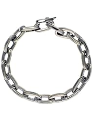 Sterling Silver Oval Cut-out Link Bracelet Toggle Clasp Handmade 1/2 inch wide, sizes 8, 8.5 & 9 inch