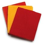 Mahogany Solid Waffle Kitchen Towels, Set of 3, Orange/Red/Yellow