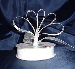 Sheer Organza Ribbon Mono Edge - 5/8" - 25 Yards (75 FT) - White