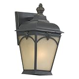 Quoizel Gatehouse 13 1/2-Inch Small Wall Lantern with Cream Seedy Glass Panels, Medici Bronze Finish #GA8407Z