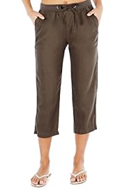 Pure Linen Cropped Beach Trousers