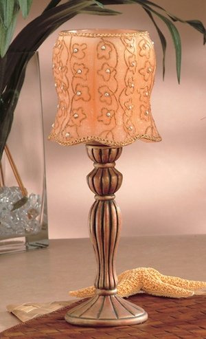 Candles- CANDLE LAMP, UILTED GOLD ANTIQUE 13 Tall
