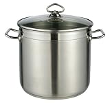 Kochtopf mit Glasdeckel, Suppentopf, Topf aus Edelstahl 10 Liter 24x22 cm