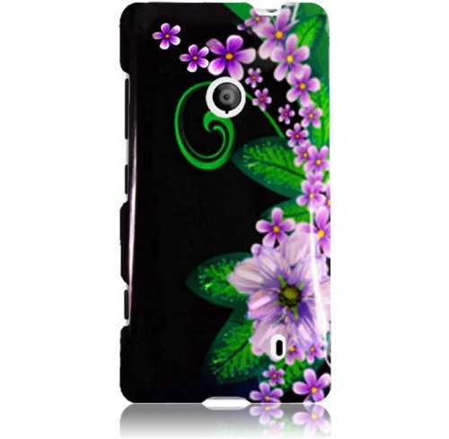 For Nokia Lumia 521 Hard Design Cover Case Green Flower Accessory