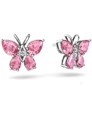 Created Pink Sapphire 14kt White Gold Butterfly Earrings