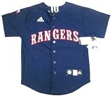 MLB Youth Texas Rangers Team Color Applique Baseball Jersey (Dark Navy, X-Large)