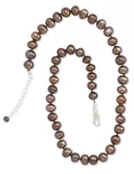 MMA Silver - 18 inch + 2 inch Extension Bronze Cultured Freshwater Pearl Knotted Necklace