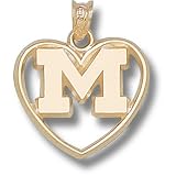 University of Michigan M Polished Heart Pendant (Gold Plated)