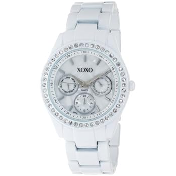 Set A Shopping Price Drop Alert For XOXO Women's XO114 Rhinestone Accent White Enamel Bracelet Watch
