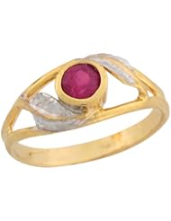 14k Real Two Tone Gold Synthetic Ruby Designer Baby Girls Ring