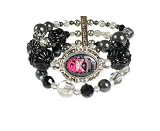 Tarina Tarantino Hello Kitty Pink Head Gothic Lolita 3 Strand Bracelet - Black