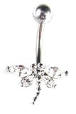 Stainless Steel Dragonfly Belly Ring with Clear CZ