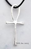 Floating Ankh Sterling Silver Pendant with 24 Rhodium Plate Chain Necklace-Egyptian Jewelry egy-15