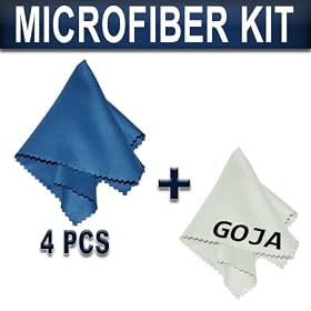 4 Microfiber Cleaning Cloths (Blue) + 1 Premium Goja Microfiber Cleaning Cloth for Cell... by Goja