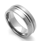 7MM Comfort Fit Titanium Wedding Band Polished Center & Brushed Edges Ring (Size 7 to 14)
