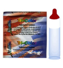 Kameleon Tri Color Condoms - Red, White & Blue - Pack Size - Case of 1,000