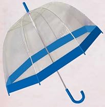 Clear See-Through Rain Bubble Umbrella with Blue Trim