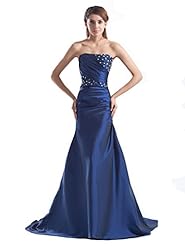 Strapless Taffeta Lace Beaded Mermaid Natural   Waistline Floor Length Prom Dress 