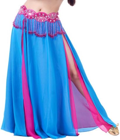 Sexy Belly Dance Dancing Skirt Chiffon Belly Dancing Costume Set + 2 Side Slits