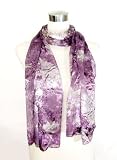 Chiffon/Satin Grape and Silver Animal Print - Silk Long Scarf 22 x 70