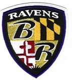 Baltimore Ravens Shield Team Patch - Iron On or Sew On - 3" wide x 3 1/2" tall