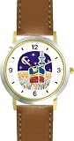 Mecca or Makkah al-Mukarramah - The Kaaba - during the Hajj Moslem or Muslim Theme - WATCHBUDDY® DELUXE TWO-TONE THEME WATCH - Arabic Numbers - Brown Leather Strap-Children's Size-Small ( Boy's Size & Girl's Size )